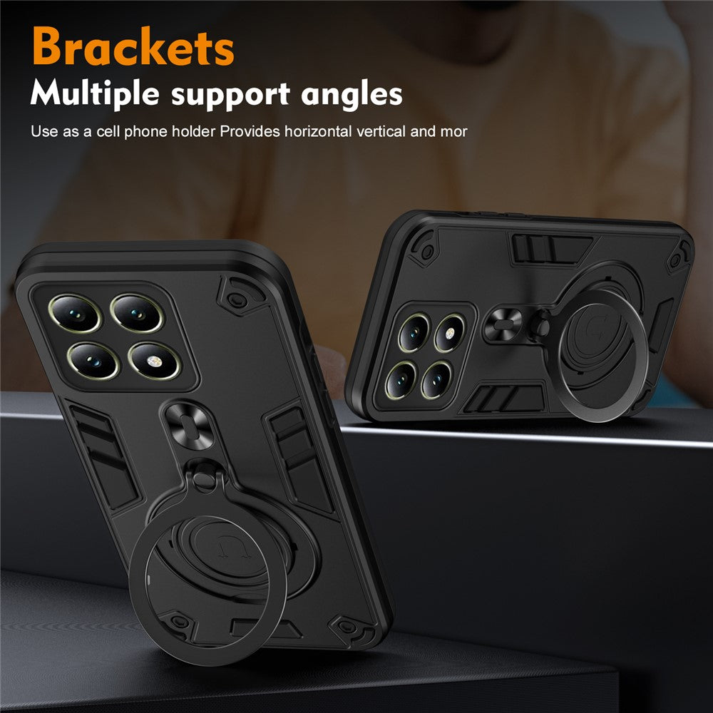 For Xiaomi 14T Case Rotatable Kickstand PC+TPU Drop Protection Phone Cover