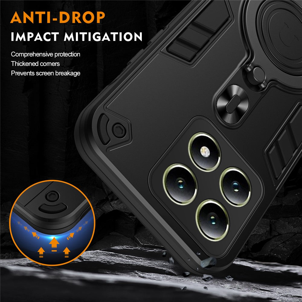 For Xiaomi 14T Case Rotatable Kickstand PC+TPU Drop Protection Phone Cover