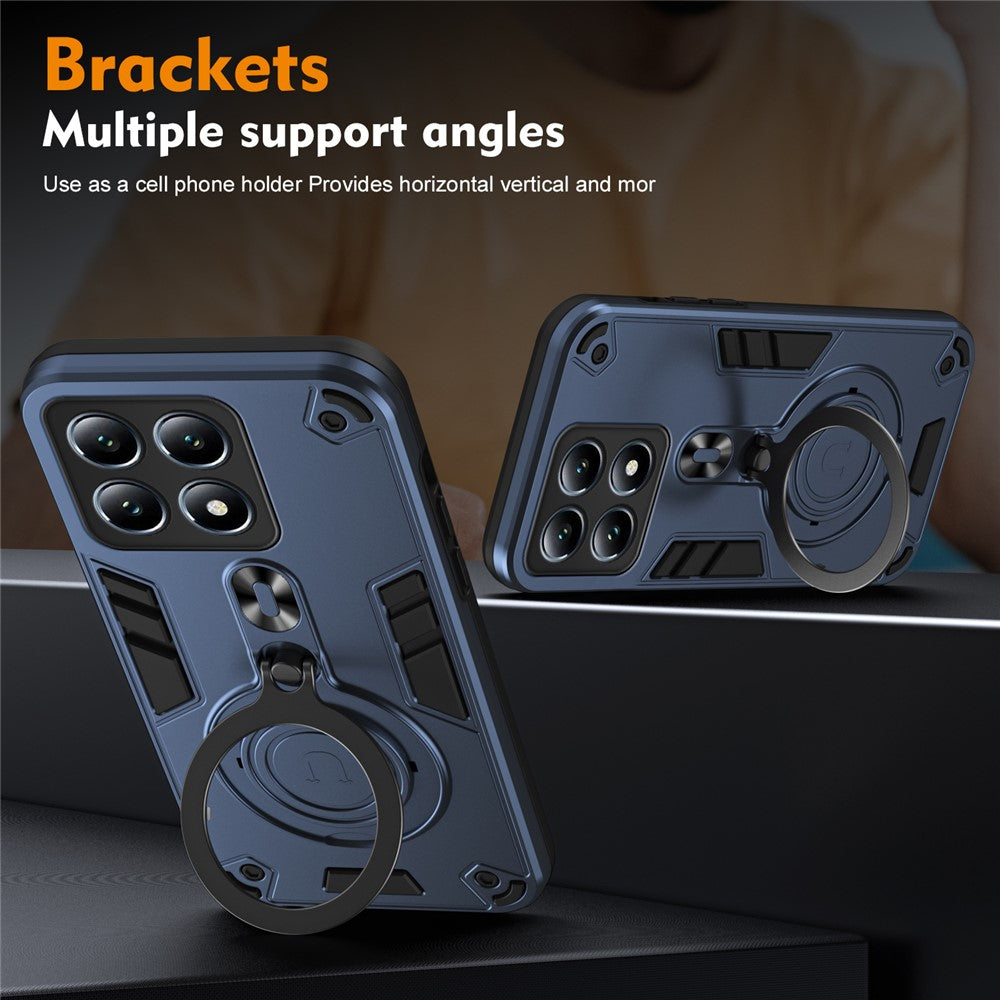 For Xiaomi 14T Pro Case Rotatable Kickstand PC+TPU Drop Protection Phone Cover