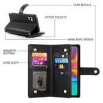DF-011 For Samsung Galaxy A26 5G Case Zipper Pocket Wallet Leather Phone Cover with Straps