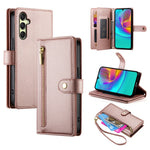DF-011 For Samsung Galaxy A26 5G Case Zipper Pocket Wallet Leather Phone Cover with Straps