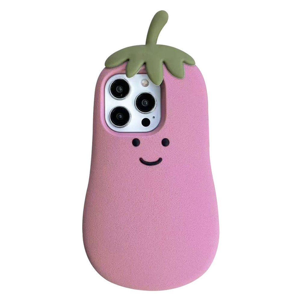 Til iPhone 15 Pro Cover Tegnefilm Smil Aubergine Blødt Silikone Telefoncover