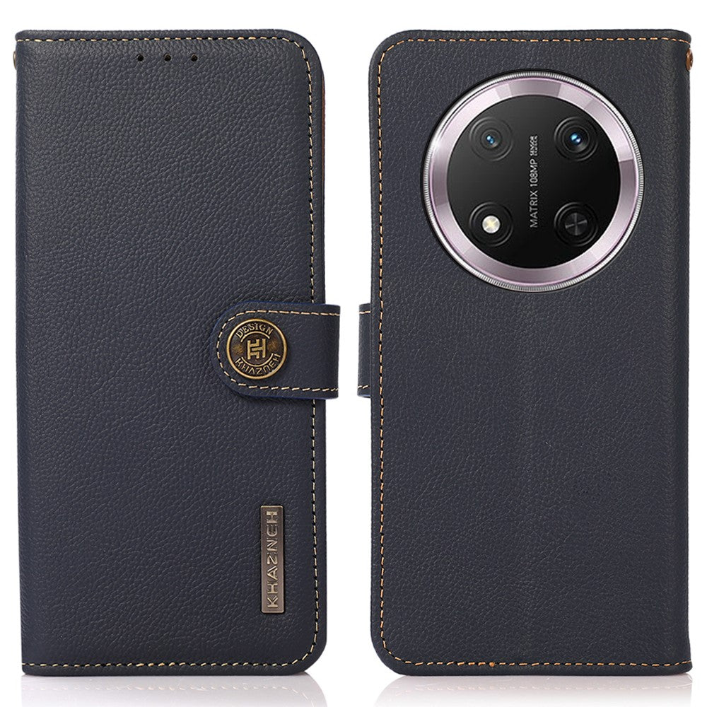 KHAZNEH For Honor Magic7 Lite 5G / X9c 5G / X60 Pro 5G Case Genuine Cow Leather RFID Blocking Wallet Phone Cover