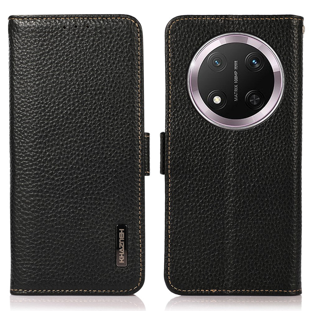 KHAZNEH For Honor Magic7 Lite 5G / X9c 5G / X60 Pro 5G Phone Case Genuine Cow Leather Cover RFID Blocking