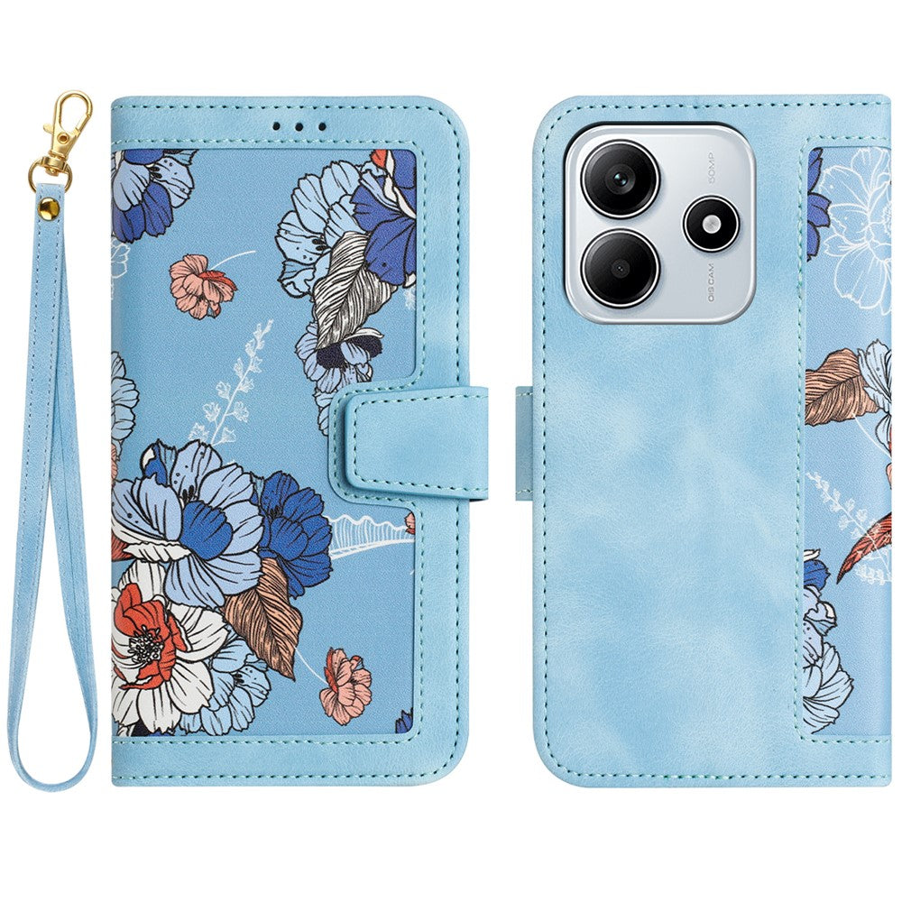 For Xiaomi Redmi Note 14 5G Case PU Leather Floral Phone Cover with Card Slots