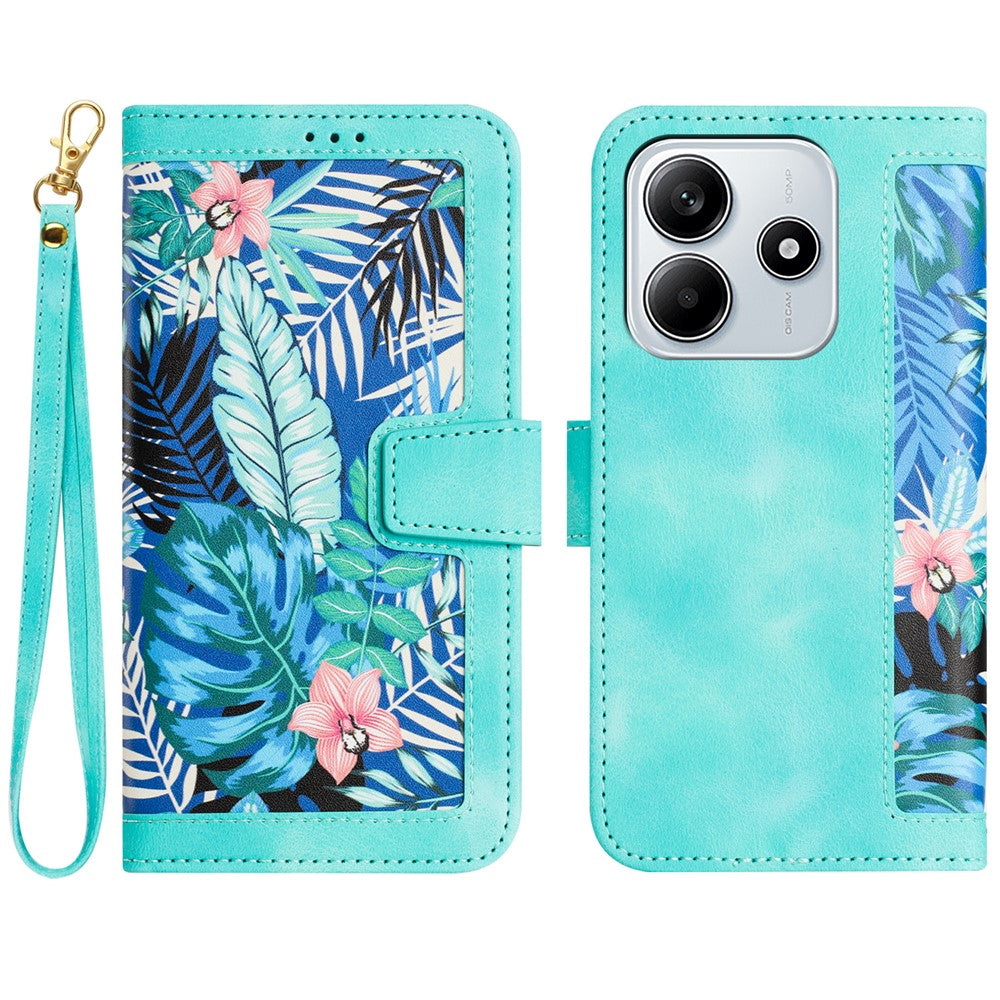 For Xiaomi Redmi Note 14 5G Case PU Leather Floral Phone Cover with Card Slots
