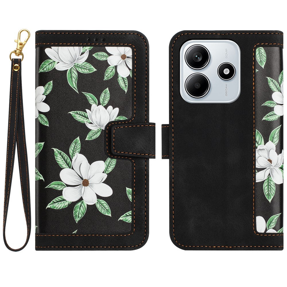 For Xiaomi Redmi Note 14 5G Case PU Leather Floral Phone Cover with Card Slots