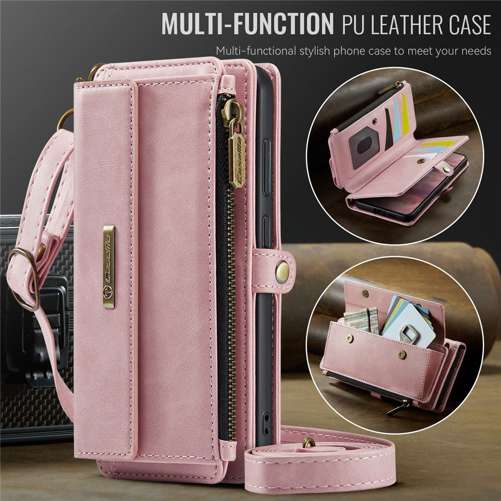 CASEME For Samsung Galaxy S24+ Case  C39 RFID Blocking Zipper Wallet Stand Leather Cover with Strap