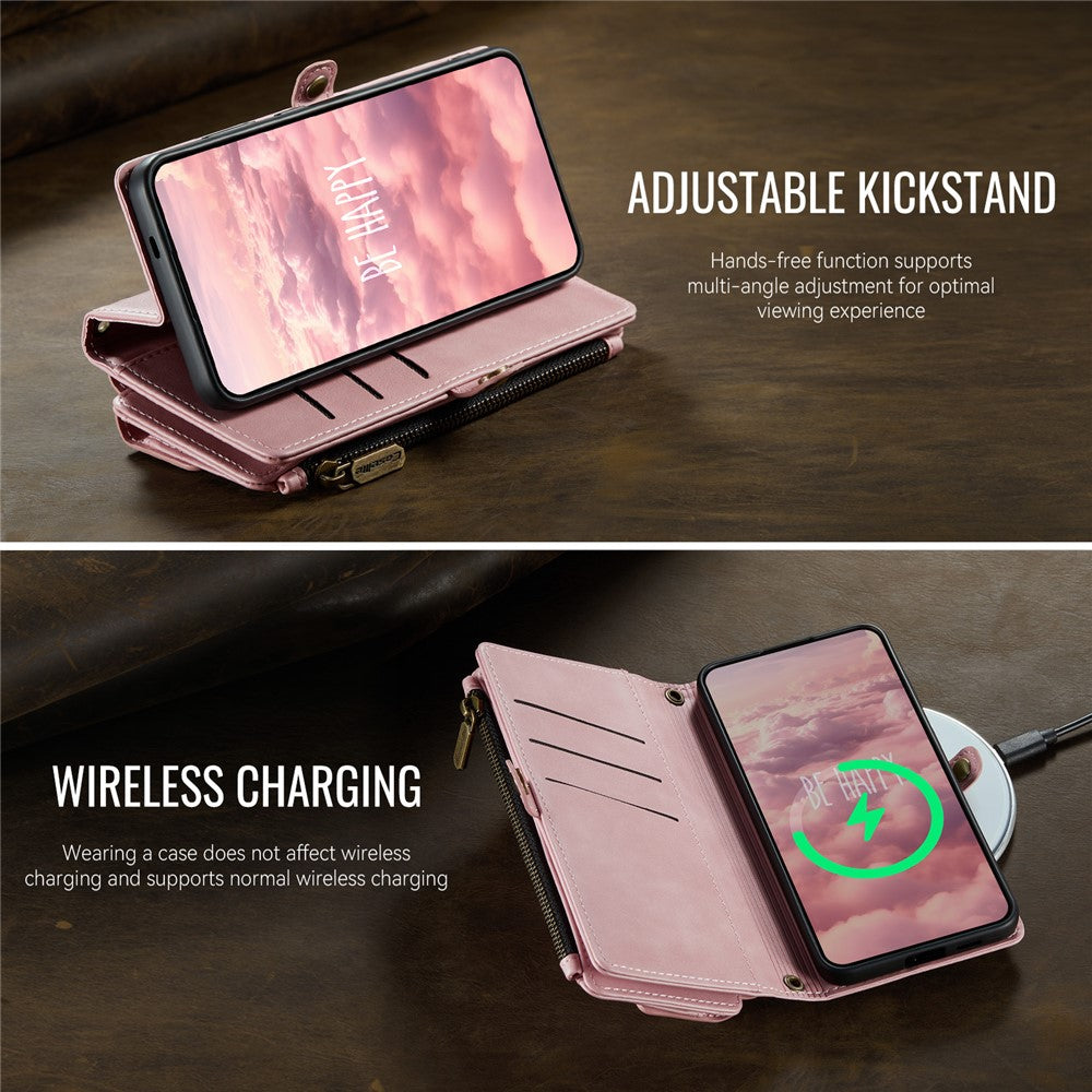 CASEME For Samsung Galaxy S24+ Case  C39 RFID Blocking Zipper Wallet Stand Leather Cover with Strap