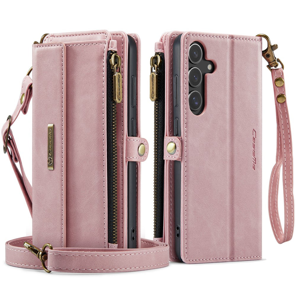 CASEME For Samsung Galaxy S24+ Case  C39 RFID Blocking Zipper Wallet Stand Leather Cover with Strap