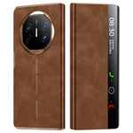 For Huawei Mate X6 Case Leather Protective Cover with Smart Window Auto Wake Up