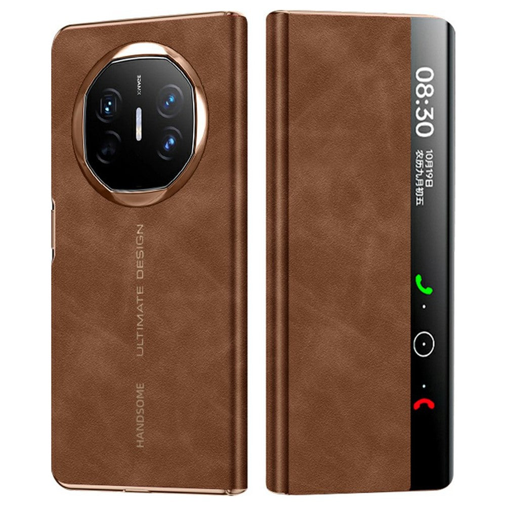 For Huawei Mate X6 Case Leather Protective Cover with Smart Window Auto Wake Up