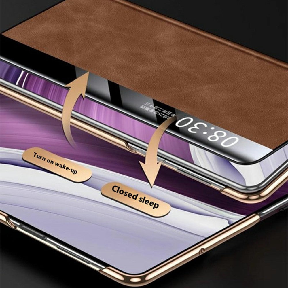 For Huawei Mate X6 Case Leather Protective Cover with Smart Window Auto Wake Up