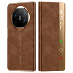 For Huawei Mate X6 Case Leather Protective Cover with Smart Window Auto Wake Up
