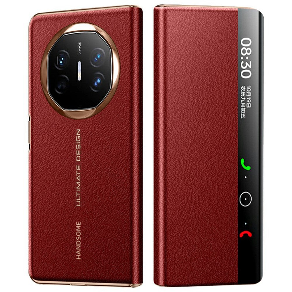 For Huawei Mate X6 Case View Window Auto Wake / Sleep Leather Flip Phone Cover Litchi Texture