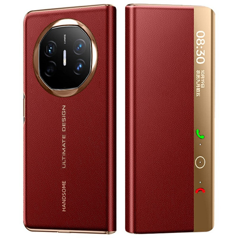 For Huawei Mate X6 Case View Window Auto Wake / Sleep Leather Flip Phone Cover Litchi Texture