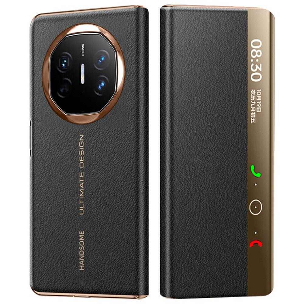 For Huawei Mate X6 Case View Window Auto Wake / Sleep Leather Flip Phone Cover Litchi Texture