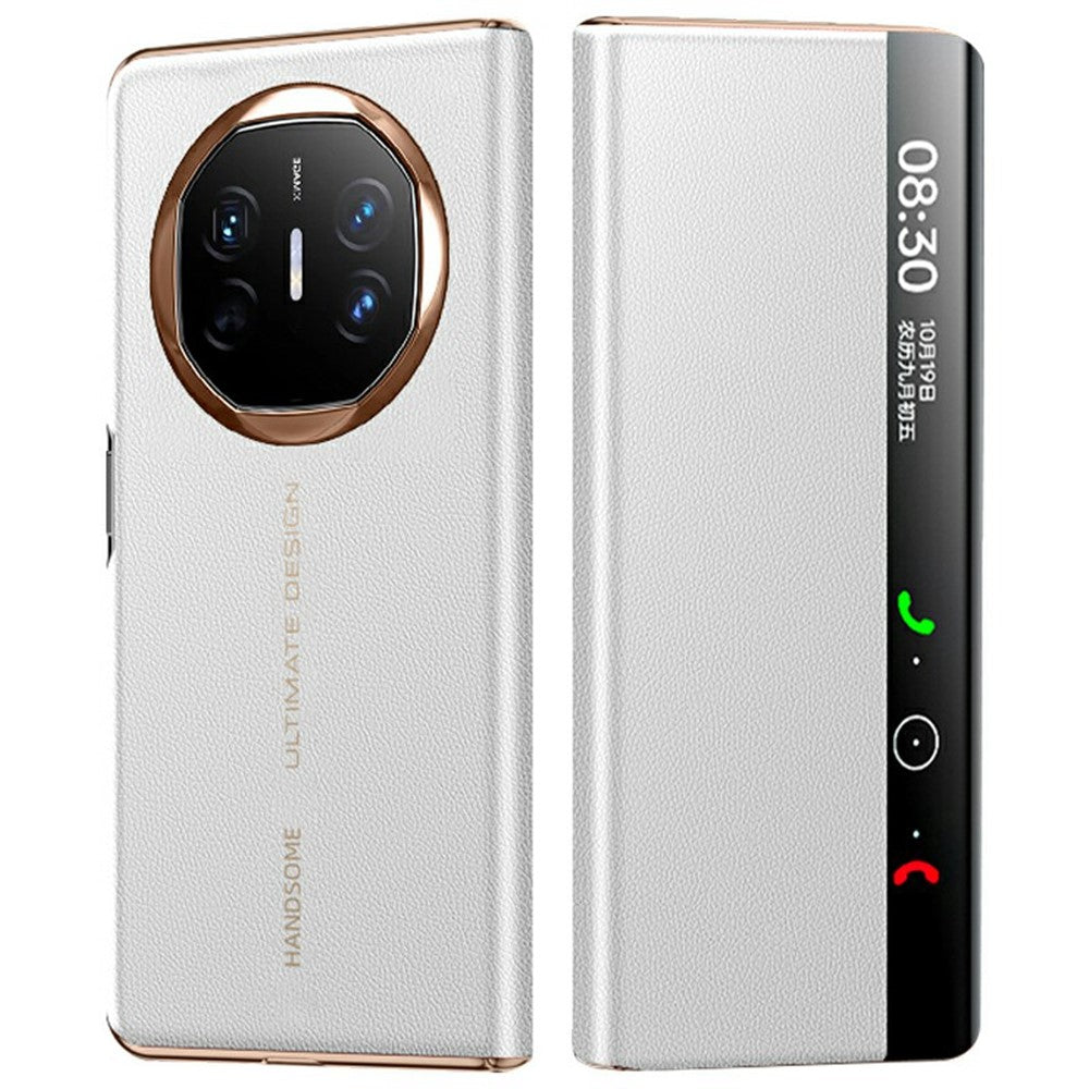 For Huawei Mate X6 Case View Window Auto Wake / Sleep Leather Flip Phone Cover Litchi Texture