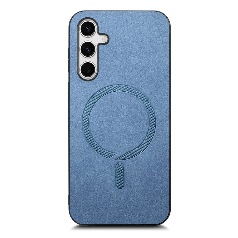 For Samsung Galaxy S25 Leather Back Magnetic Case Skin-touch Phone Cover