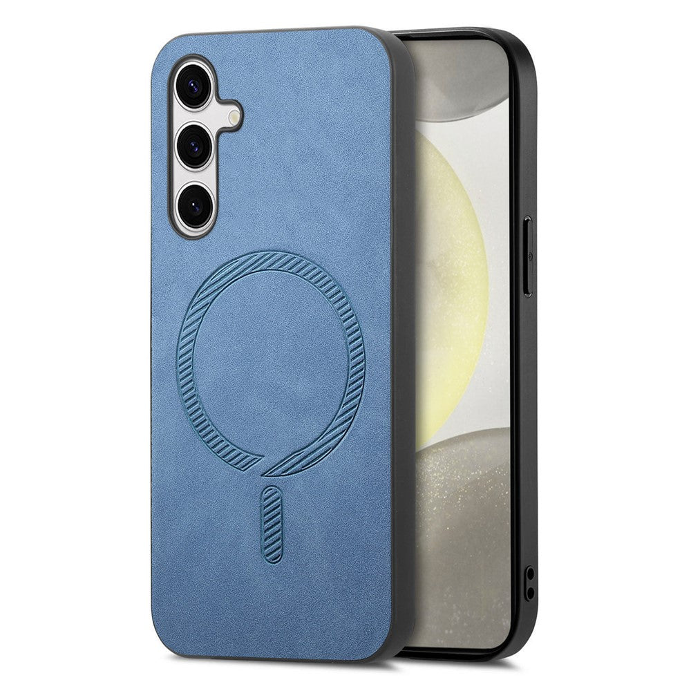 For Samsung Galaxy S25 Leather Back Magnetic Case Skin-touch Phone Cover