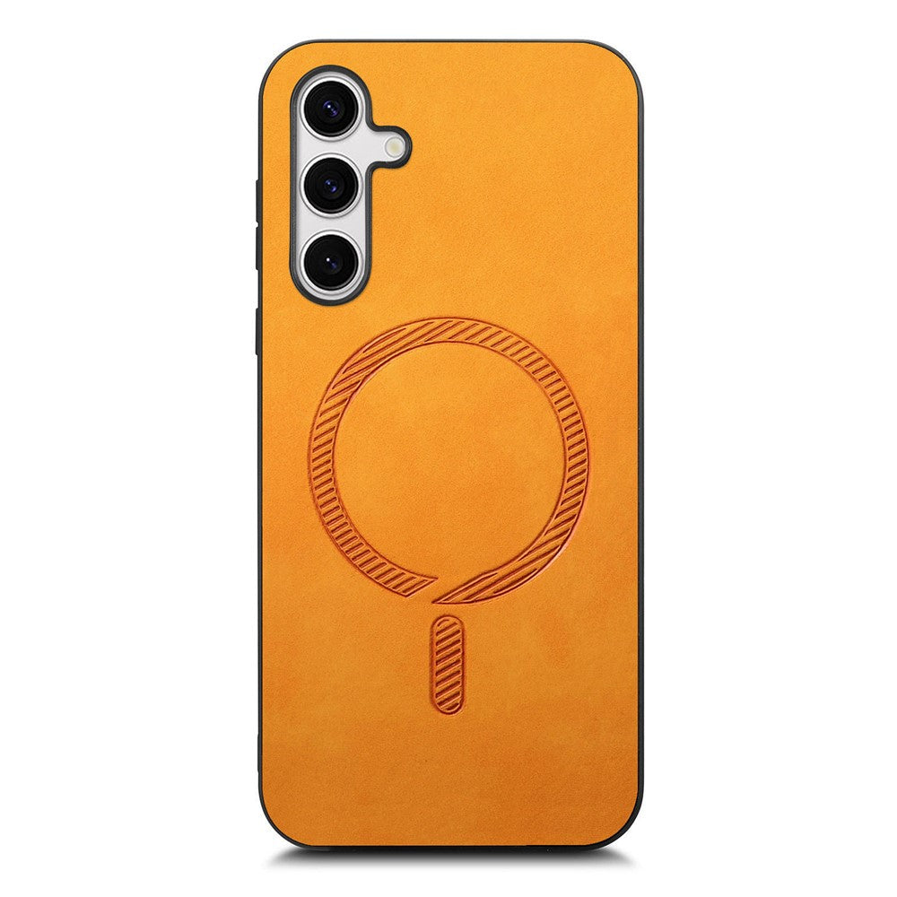 For Samsung Galaxy S25 Leather Back Magnetic Case Skin-touch Phone Cover