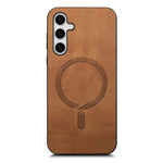 For Samsung Galaxy S25 Leather Back Magnetic Case Skin-touch Phone Cover
