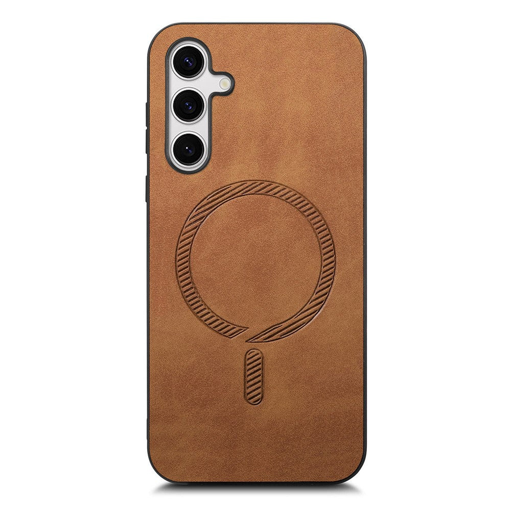 For Samsung Galaxy S25 Leather Back Magnetic Case Skin-touch Phone Cover
