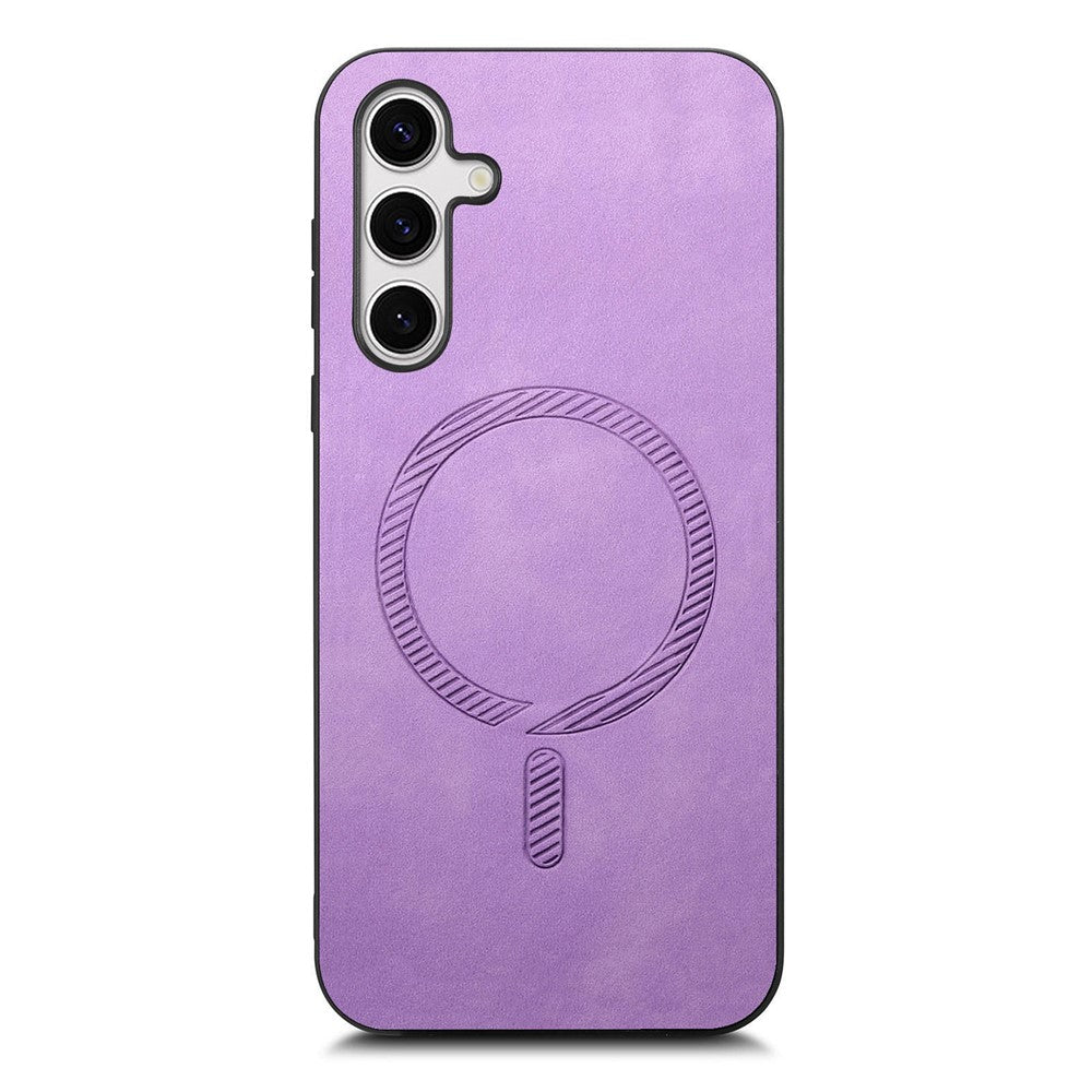 For Samsung Galaxy S25+ Leather Back Magnetic Case Skin-touch Phone Cover