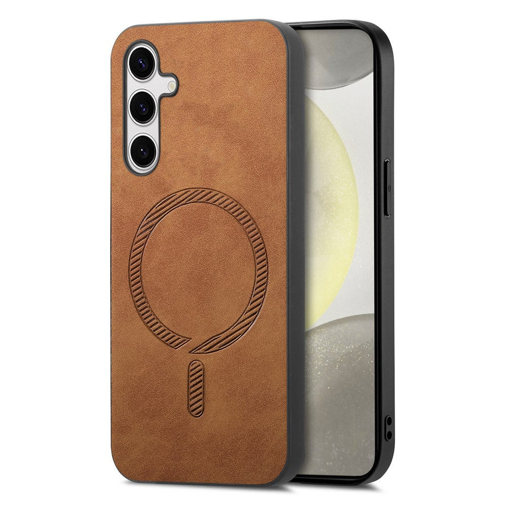 Til Samsung Galaxy S25+ Læderbagside Magnetisk Cover Hudvenligt Telefoncover