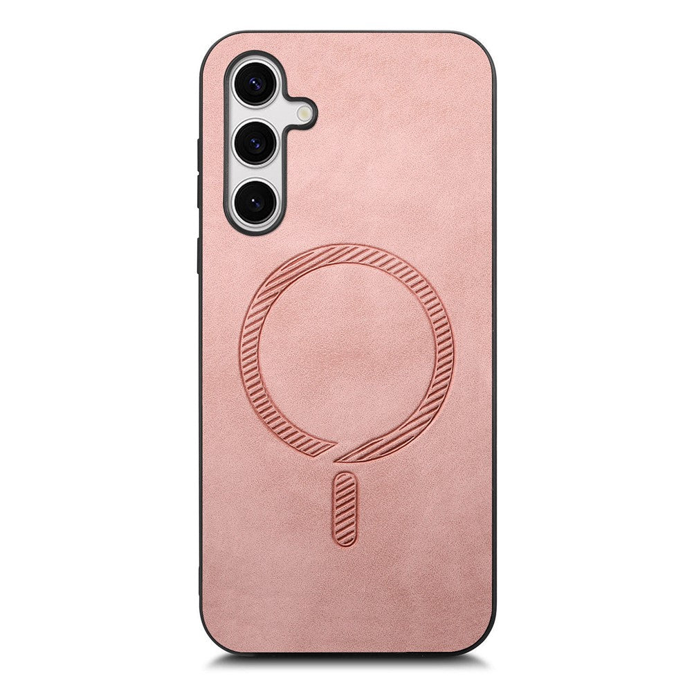 For Samsung Galaxy S25+ Leather Back Magnetic Case Skin-touch Phone Cover