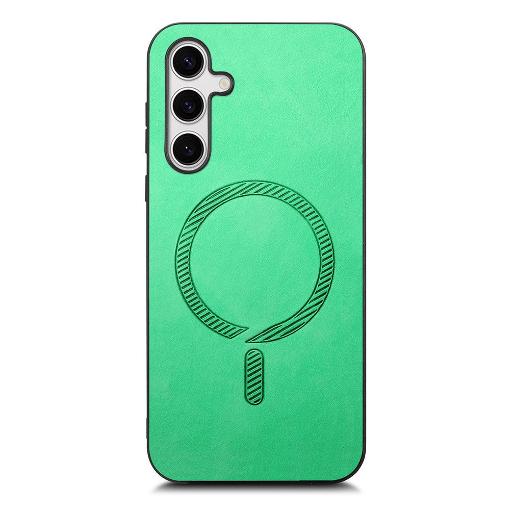 For Samsung Galaxy S25+ Leather Back Magnetic Case Skin-touch Phone Cover
