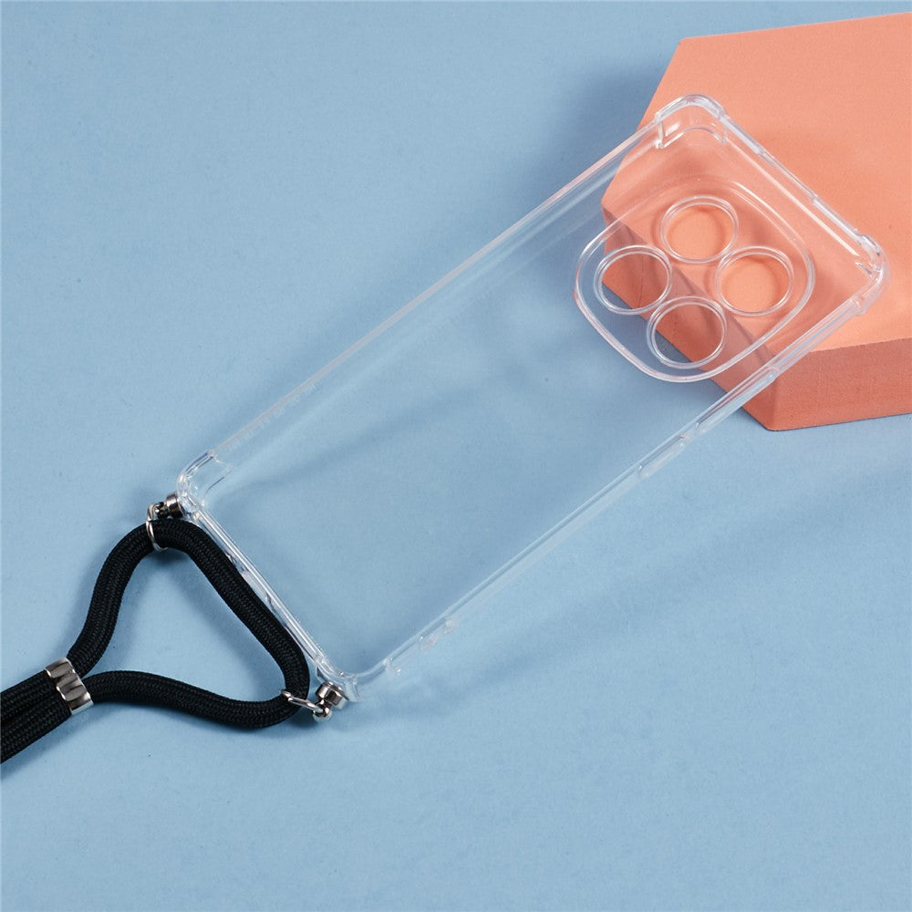For Xiaomi Redmi Note 14 Pro 5G / Poco X7 5G Case Reinforced Corner TPU Clear Phone Cover with Lanyard