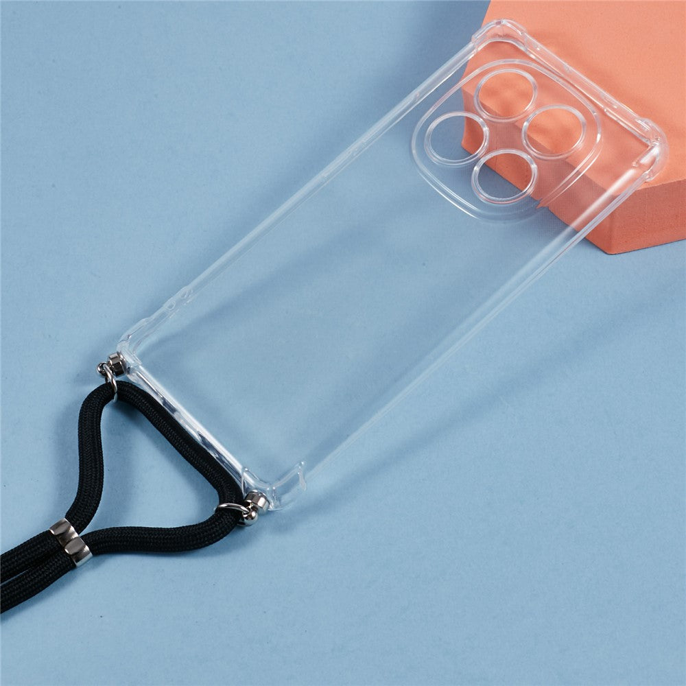 For Xiaomi Redmi Note 14 Pro 5G / Poco X7 5G Case Reinforced Corner TPU Clear Phone Cover with Lanyard