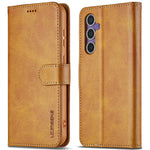 LC.IMEEKE For Samsung Galaxy S25 Case Calf Texture PU Leather Stand Wallet Phone Cover