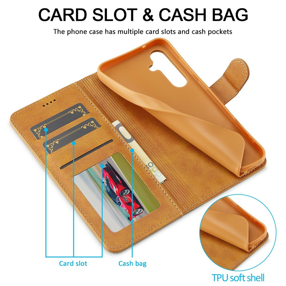 LC.IMEEKE For Samsung Galaxy S25 Case Calf Texture PU Leather Stand Wallet Phone Cover