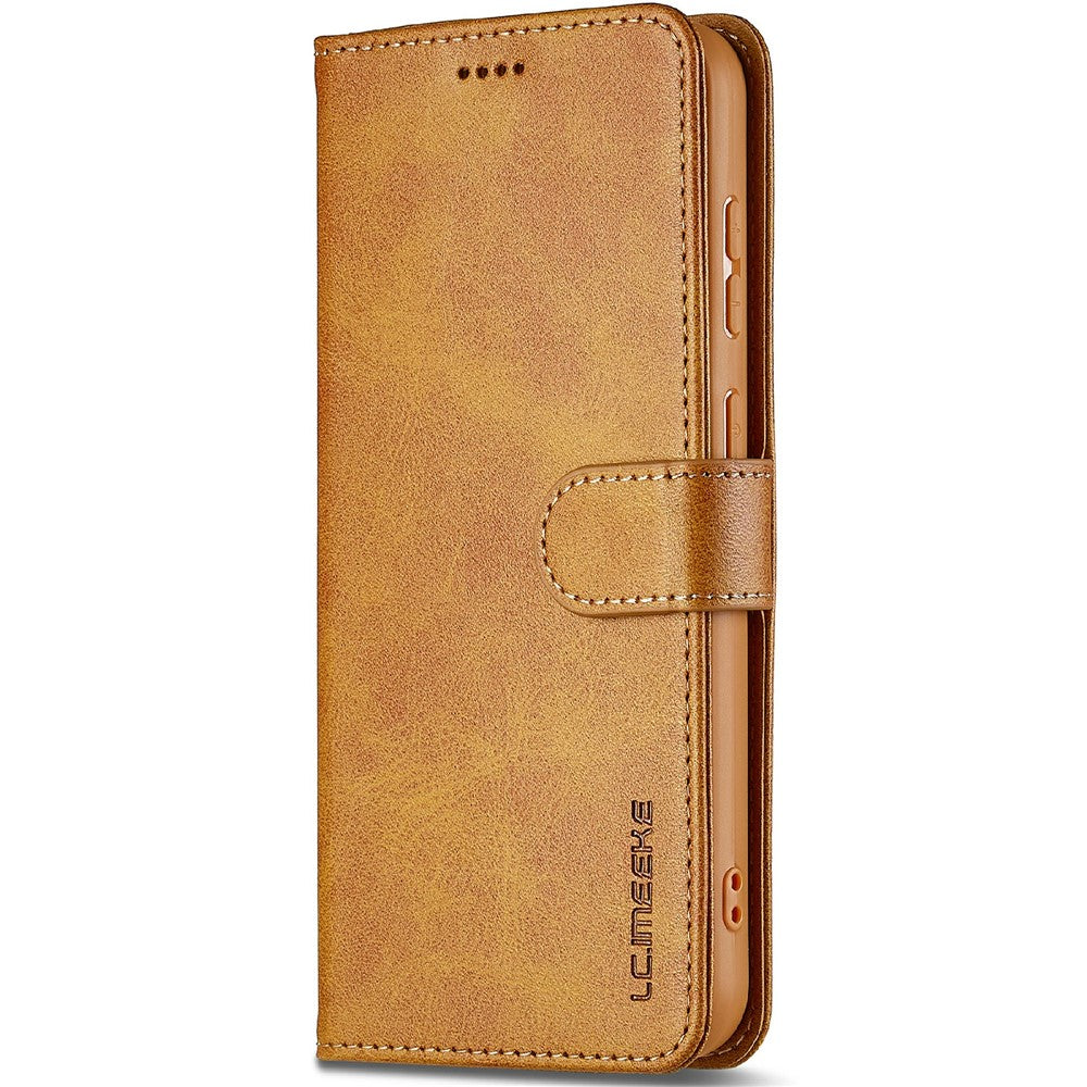 LC.IMEEKE For Samsung Galaxy S25 Case Calf Texture PU Leather Stand Wallet Phone Cover