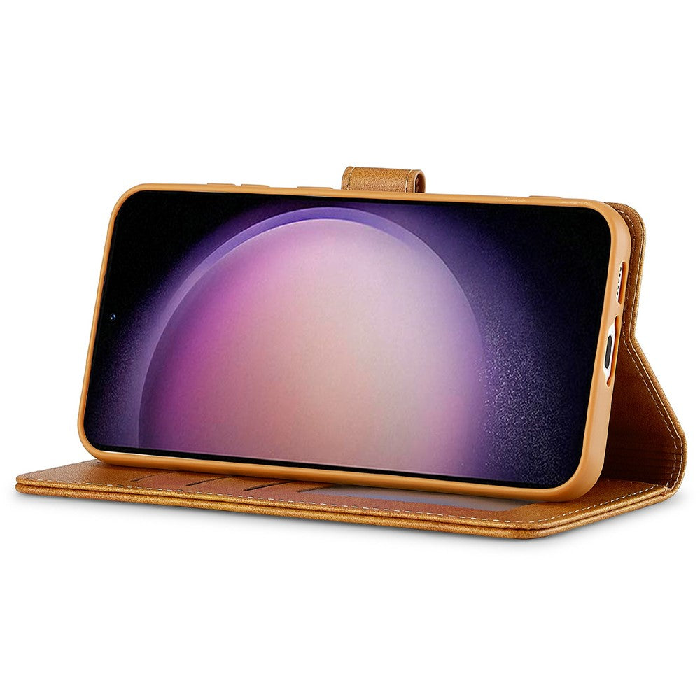 LC.IMEEKE For Samsung Galaxy S25 Case Calf Texture PU Leather Stand Wallet Phone Cover