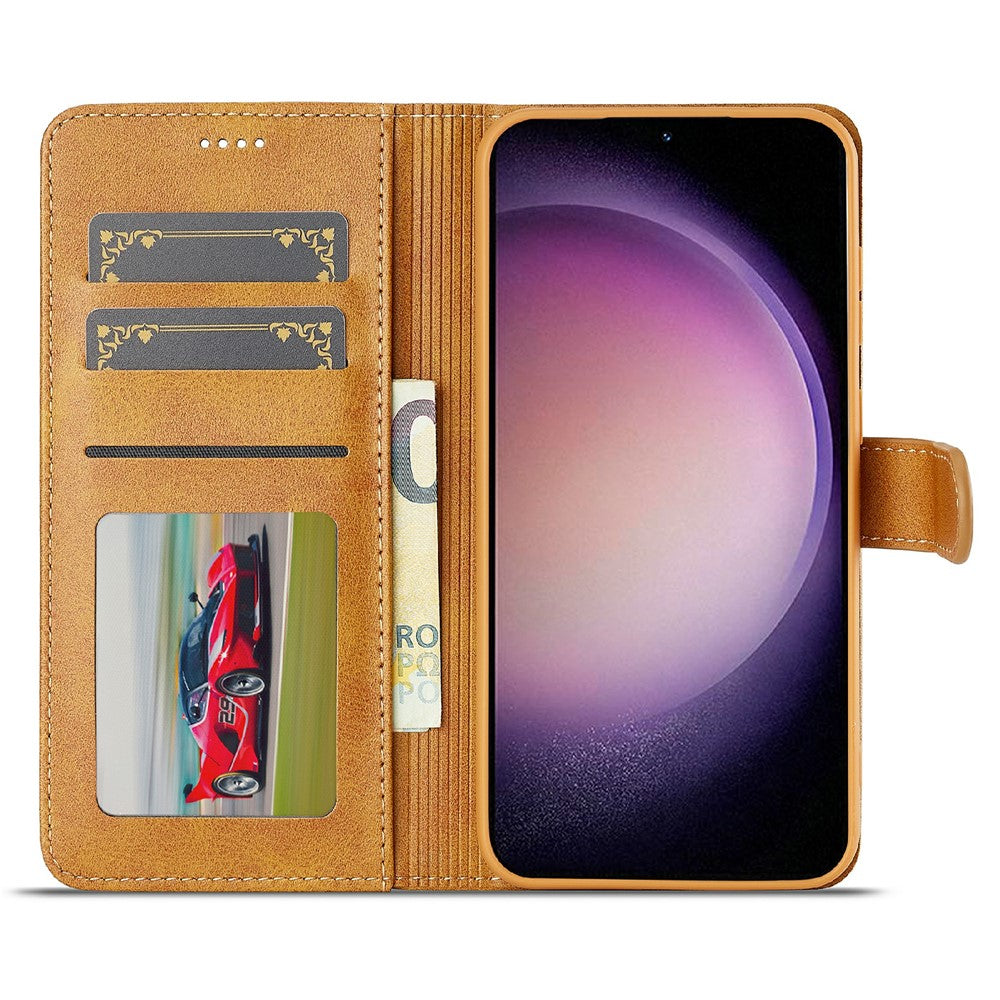 LC.IMEEKE For Samsung Galaxy S25 Case Calf Texture PU Leather Stand Wallet Phone Cover