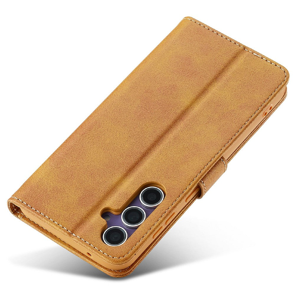 LC.IMEEKE For Samsung Galaxy S25 Case Calf Texture PU Leather Stand Wallet Phone Cover