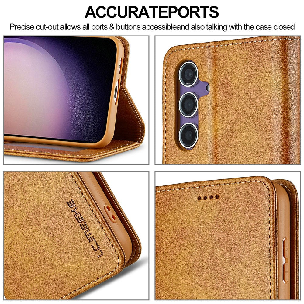 LC.IMEEKE For Samsung Galaxy S25 Case Calf Texture PU Leather Stand Wallet Phone Cover
