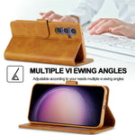 LC.IMEEKE For Samsung Galaxy S25 Case Calf Texture PU Leather Stand Wallet Phone Cover