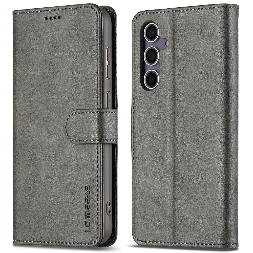 LC.IMEEKE For Samsung Galaxy S25 Case Calf Texture PU Leather Stand Wallet Phone Cover