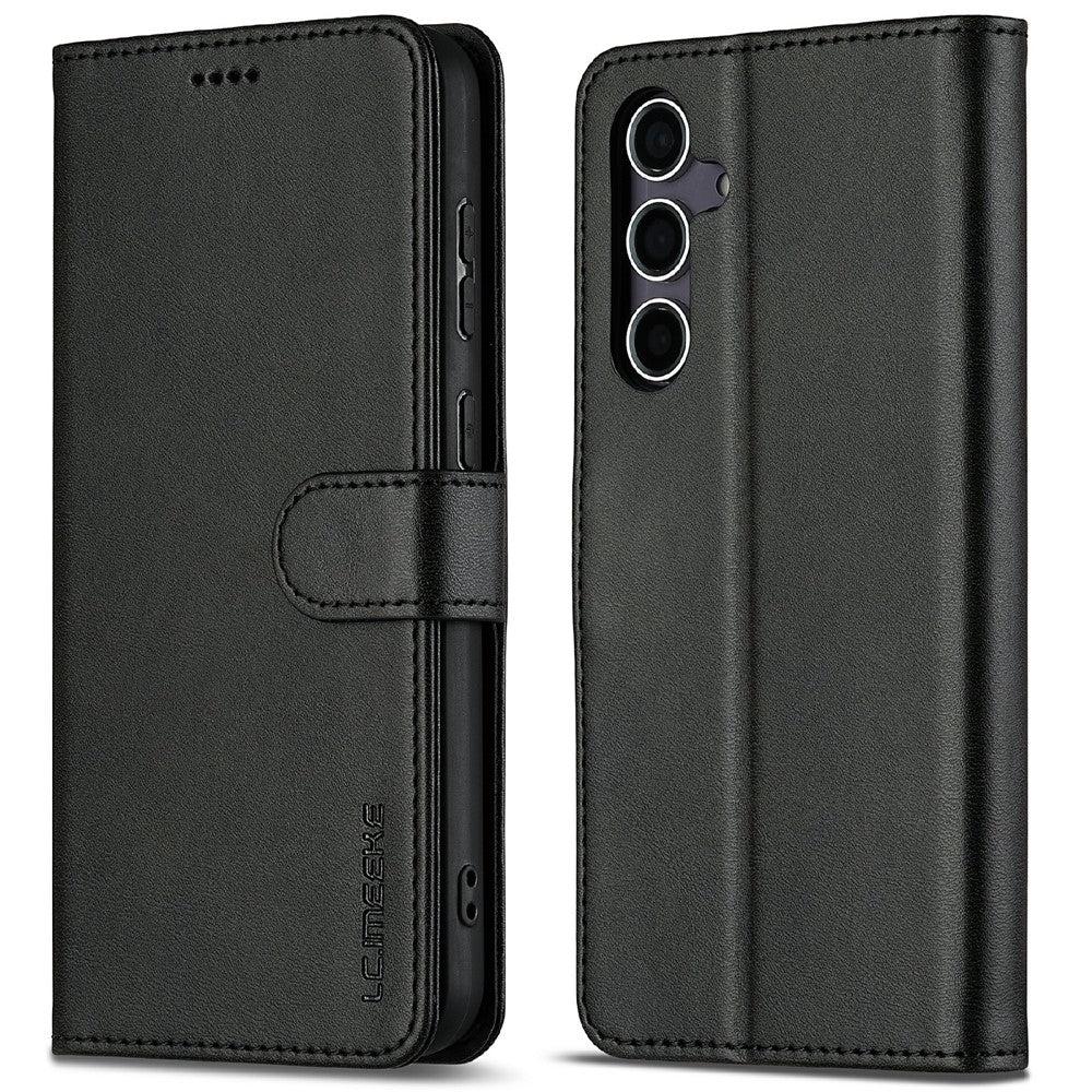 LC.IMEEKE For Samsung Galaxy S25 Case Calf Texture PU Leather Stand Wallet Phone Cover
