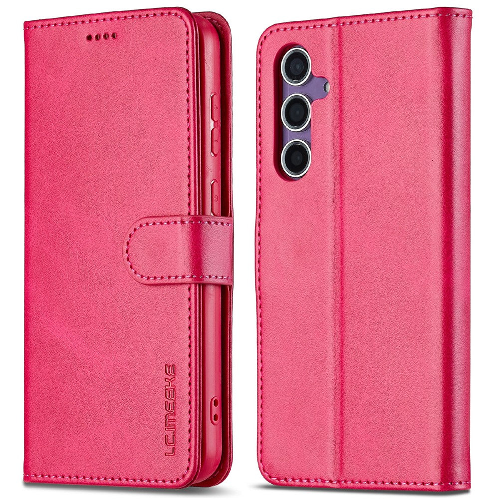 LC.IMEEKE For Samsung Galaxy S25+ Case Calf Texture PU Leather Stand Wallet Phone Cover