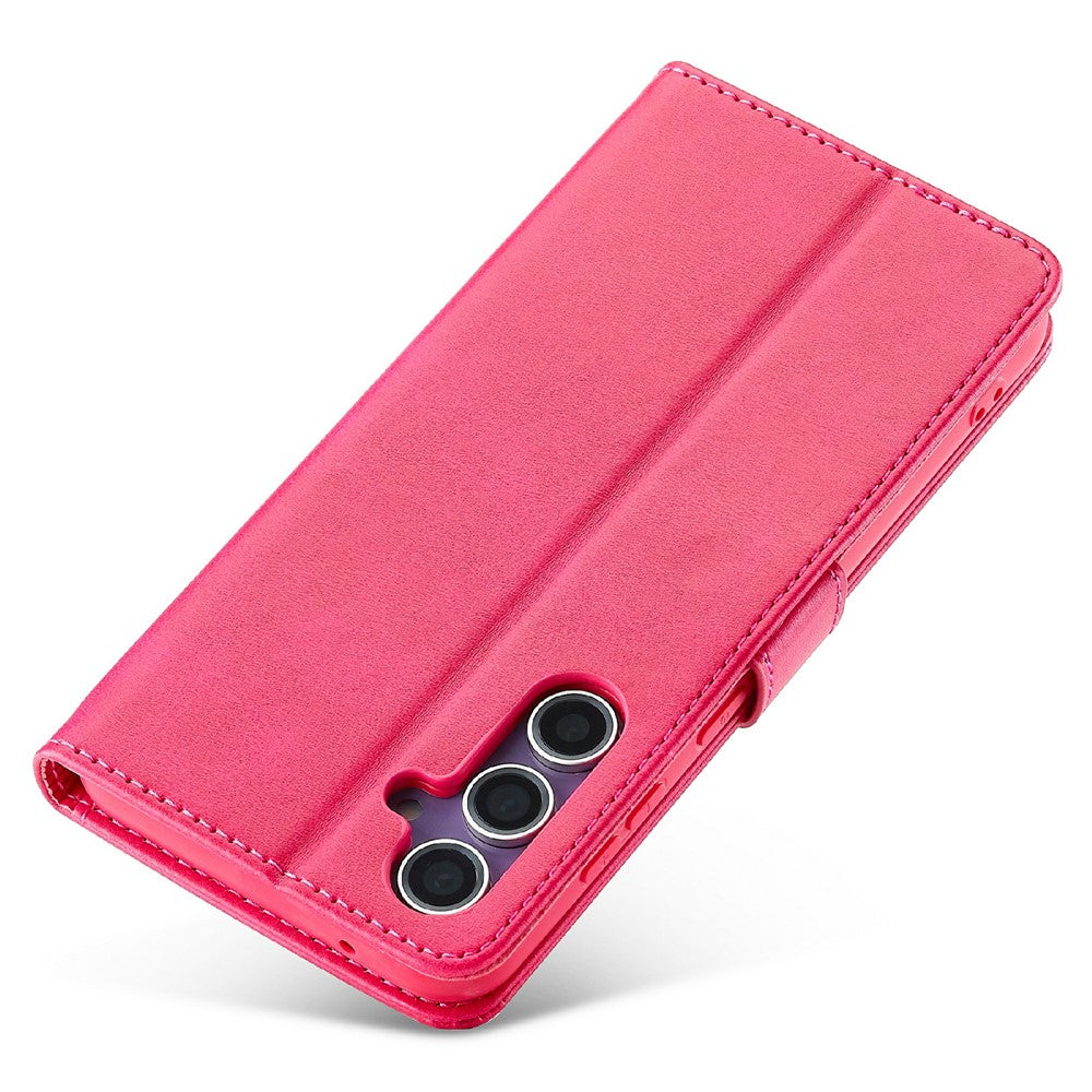 LC.IMEEKE For Samsung Galaxy S25+ Case Calf Texture PU Leather Stand Wallet Phone Cover