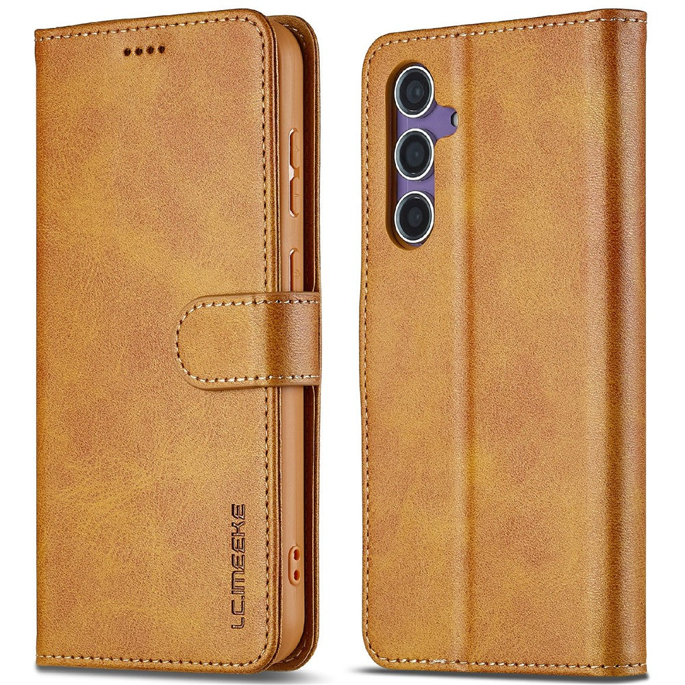 LC.IMEEKE For Samsung Galaxy S25+ Case Calf Texture PU Leather Stand Wallet Phone Cover
