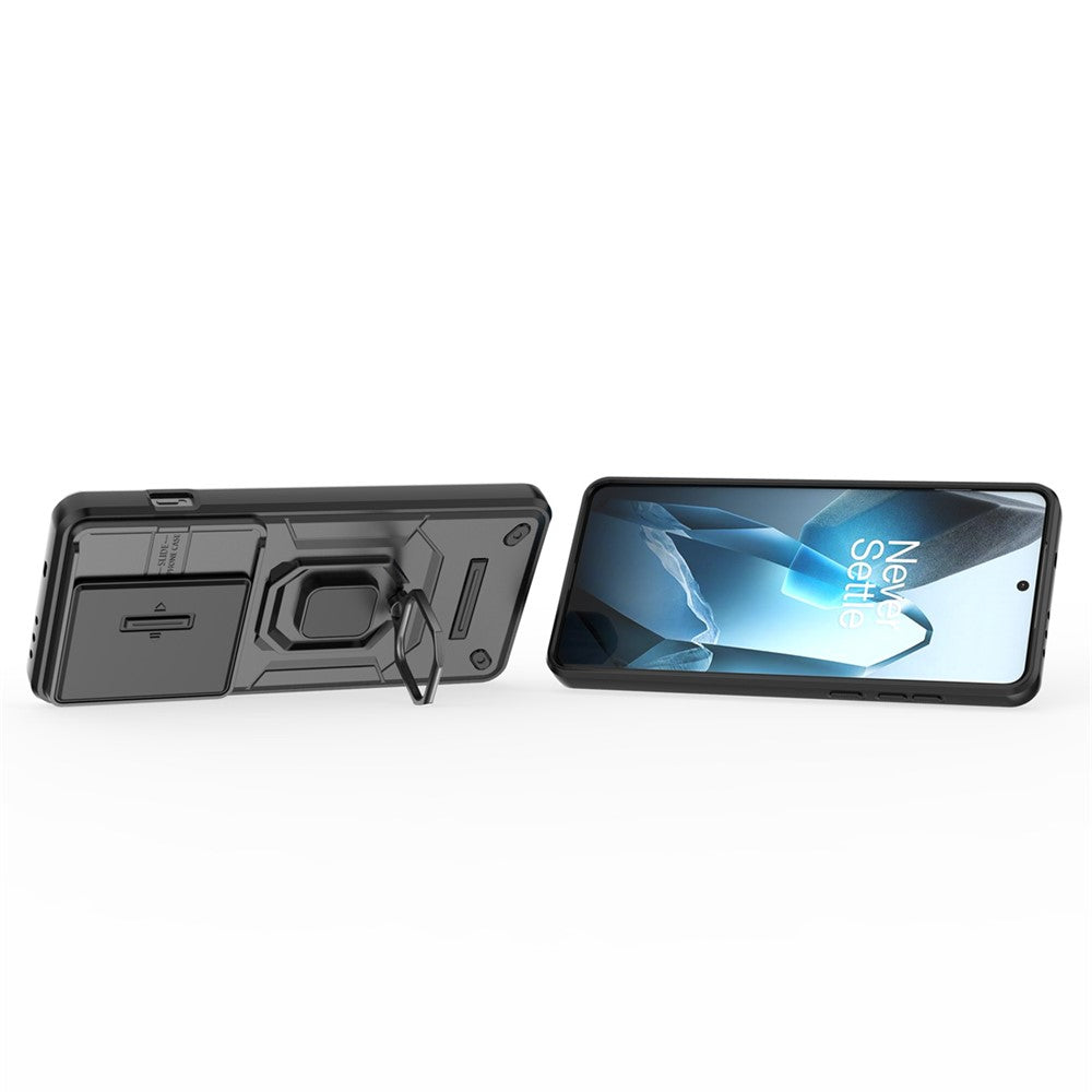 Til OnePlus 13 Cover PC+TPU Kickstand Telefonbeskytter med Linsecover