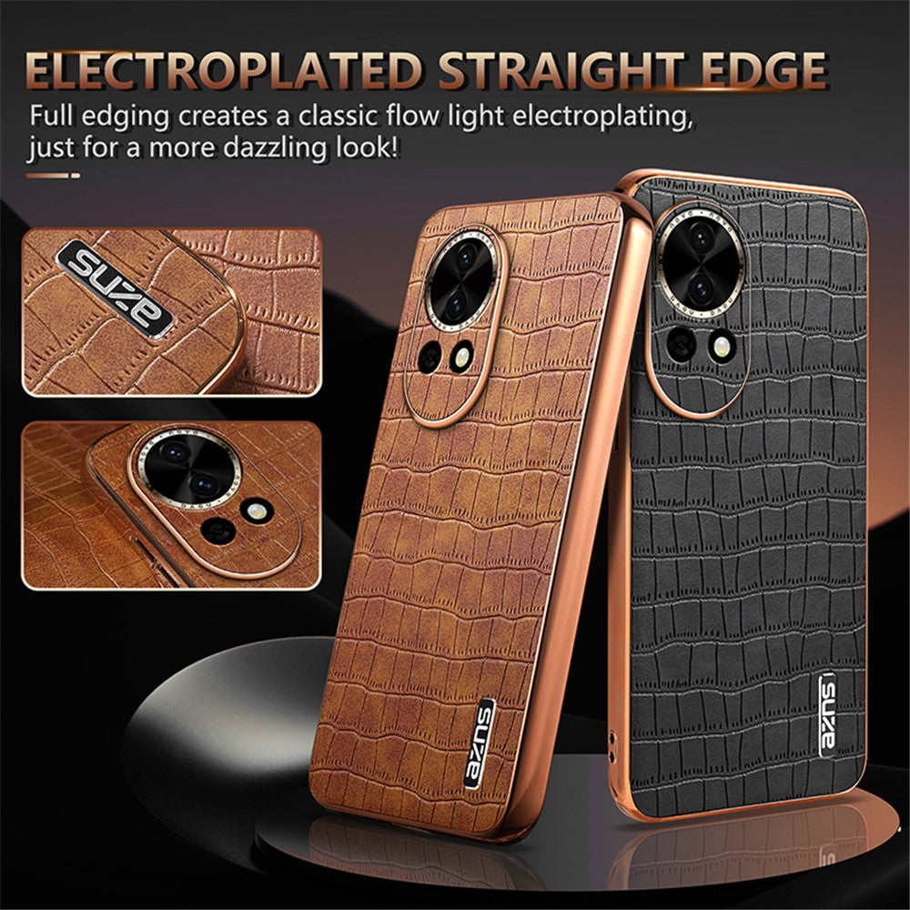 AZNS For Huawei nova 13 5G Case Electroplating Crocodile Texture PU+TPU Phone Cover