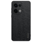 For Oppo Reno13 5G (Global) Case Wood Texture PU Leather Coated PC+TPU Phone Cover