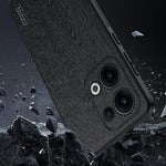 For Oppo Reno13 5G (Global) Case Wood Texture PU Leather Coated PC+TPU Phone Cover